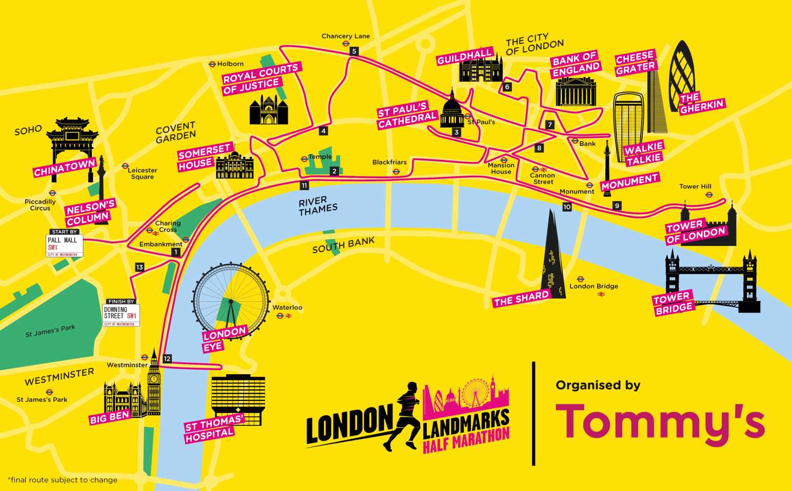 Map of Landmarks Half Route