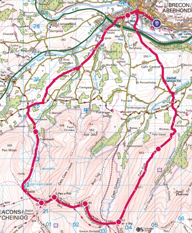 Pen Y Fan Horseshoe Challenge Map