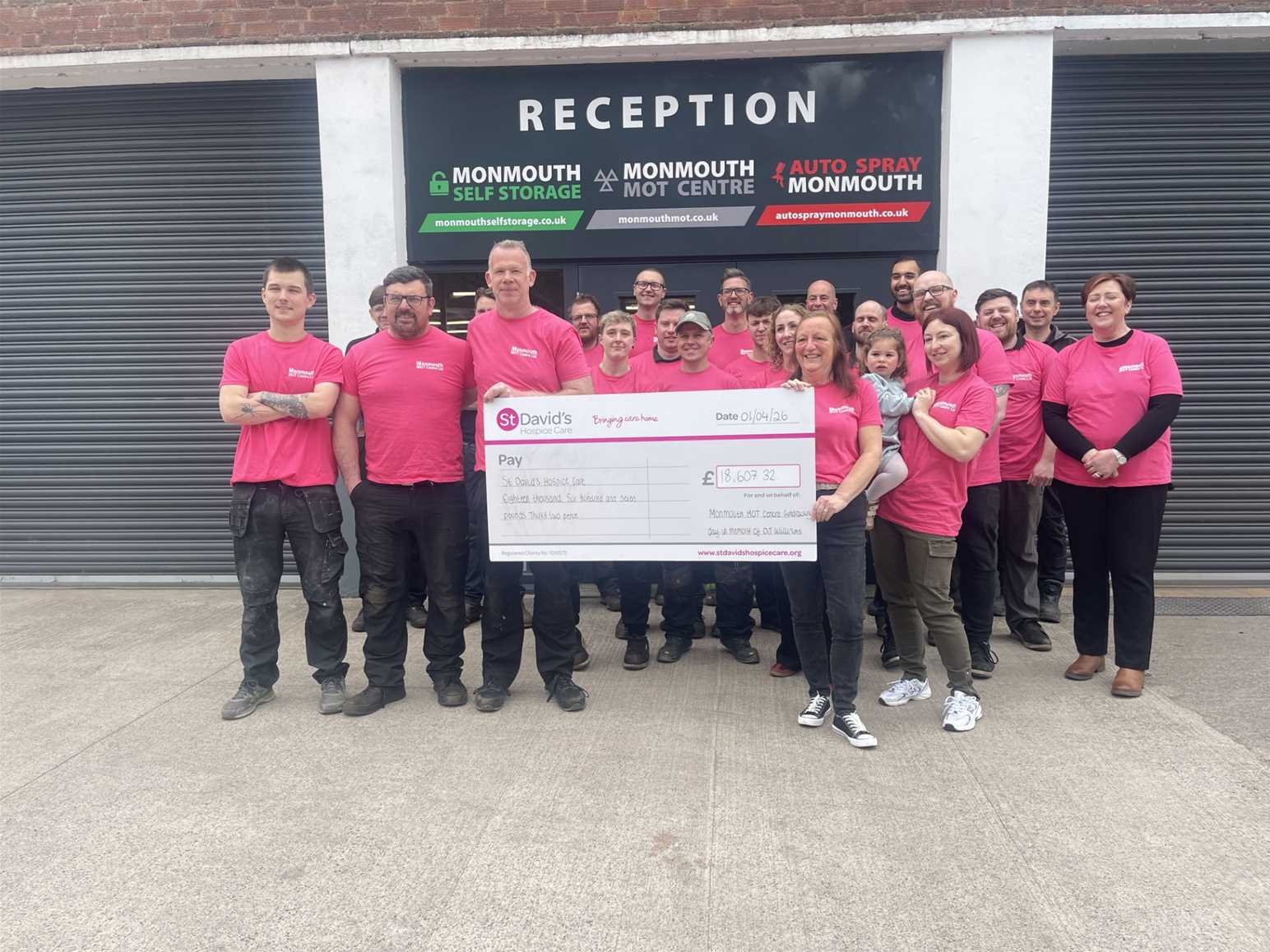 Monmouth MOT Centre raised a staggering total in support of the Hospice this March