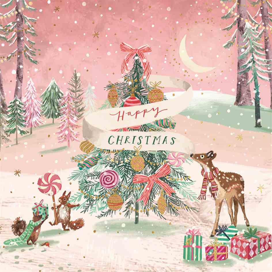 Pack of 10 - 'A Magical World' Gold Foil Christmas Cards