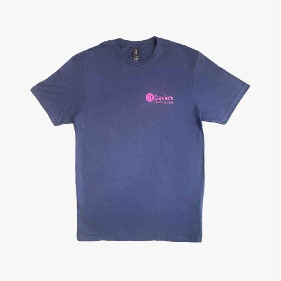 St David's Hospice Care T-shirt Navy & Pink Writing