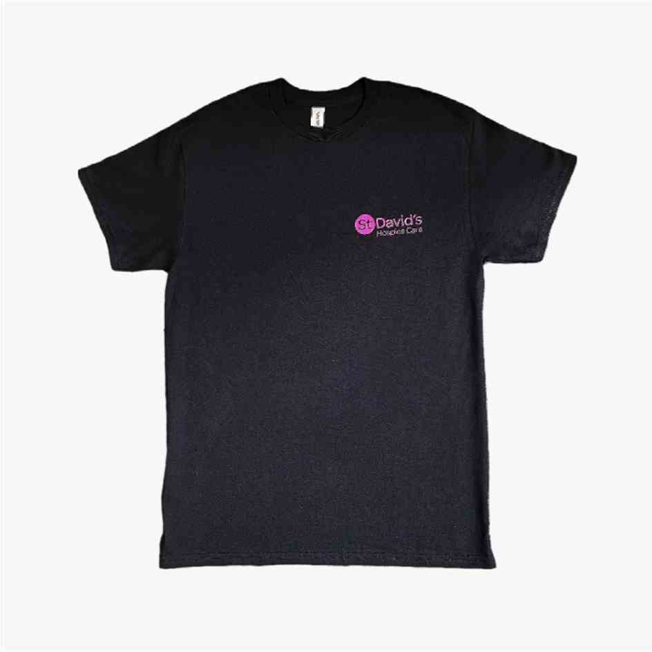 St David's Hospice Care T-shirt Black & Pink Writing